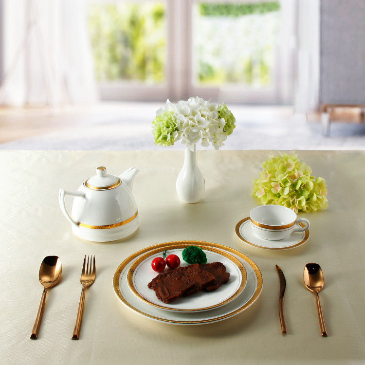 Porcelain Gold Party Wedding  8.25" Ceramic Dinnerware Set