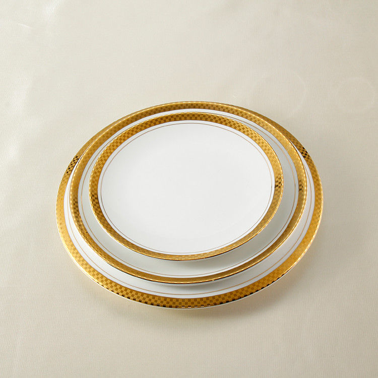 Porcelain Gold Party Wedding  8.25" Ceramic Dinnerware Set